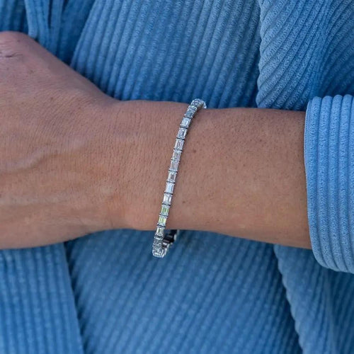 10ct East-West Emerald Cut Diamond Tennis Bracelet Nura Lab