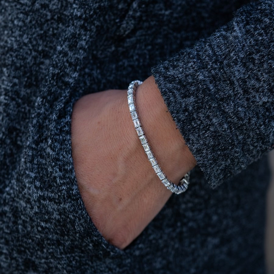 10ct East-West Emerald Cut Diamond Tennis Bracelet