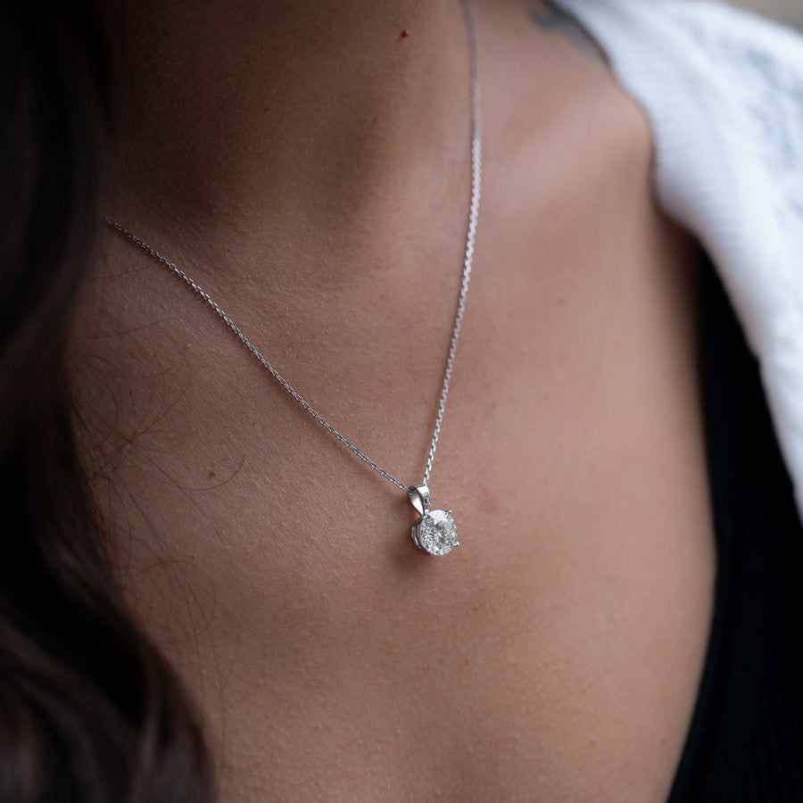 2 Carat Solitaire Diamond Pendant Necklace