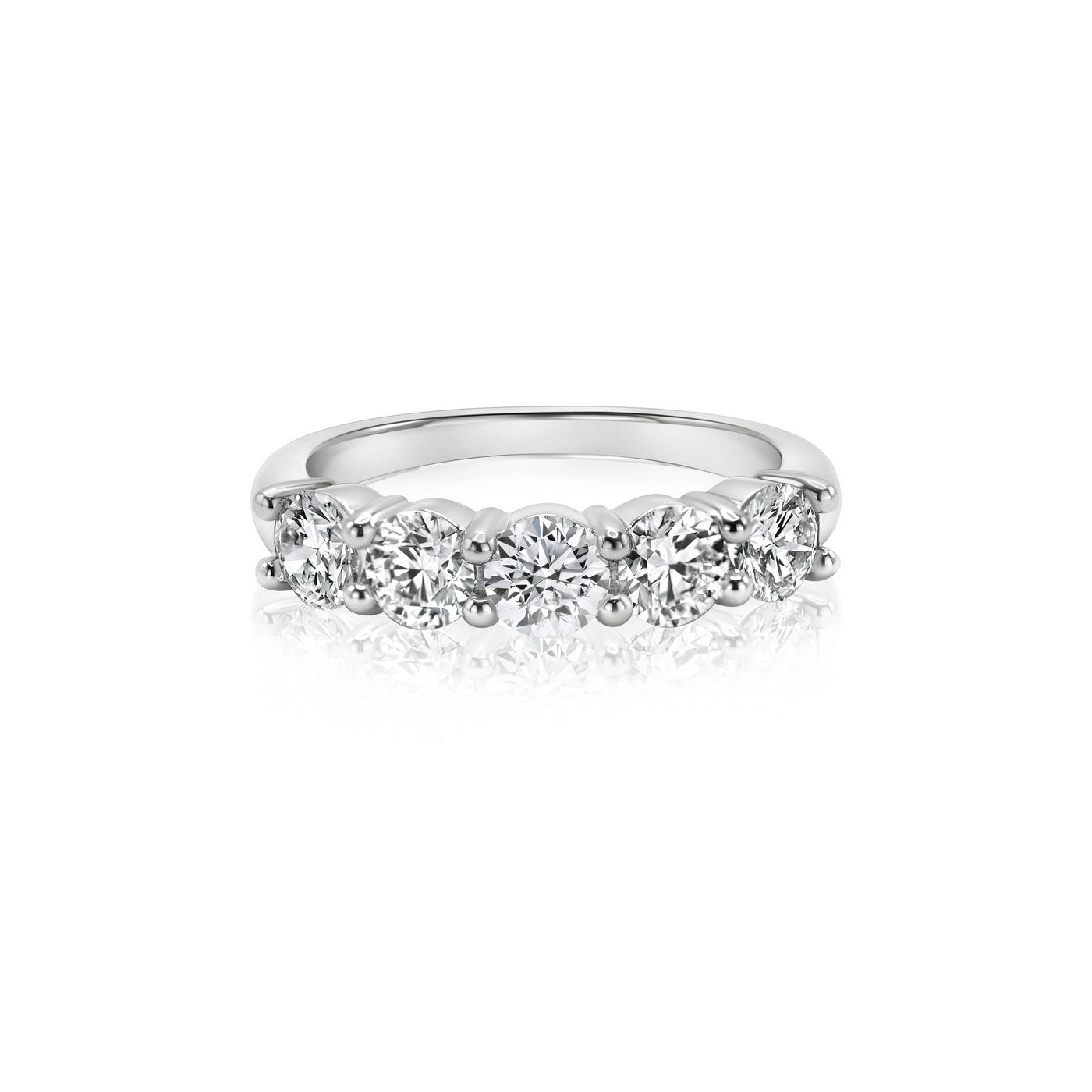 1 carat round 5 stone anniversary band ring in 14K yellow gold with F VS lab-grown diamonds – Nura Lab NZ