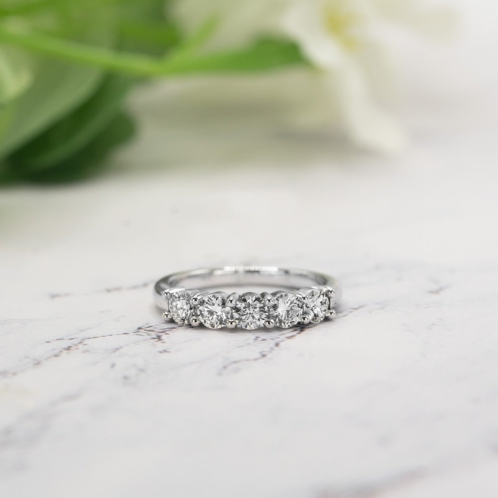 2 Carat Round 5-Stone Anniversary Band Ring