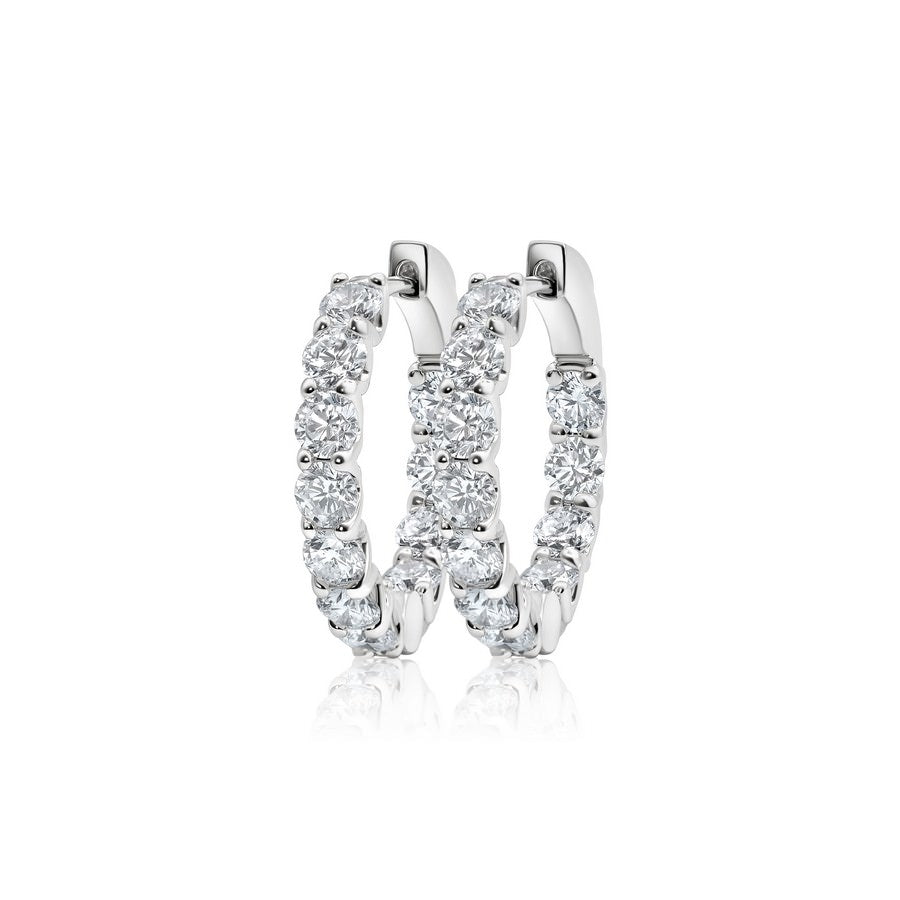 14K white gold lab-created diamond 15mm huggie earrings, 3.50 CTW