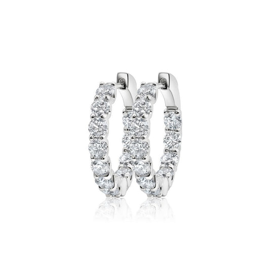 14K white gold lab-created diamond 15mm huggie earrings, 3.50 CTW