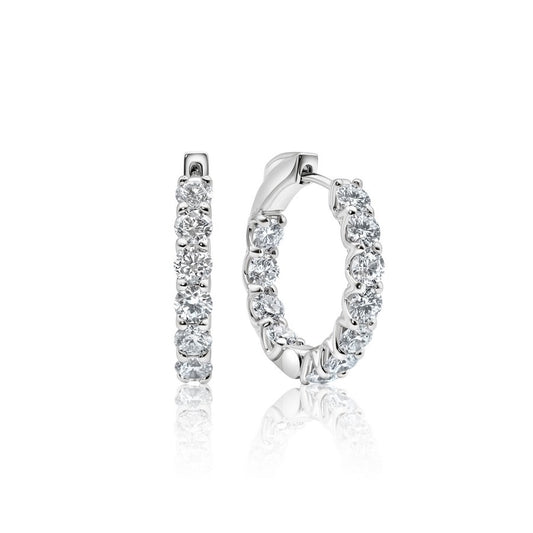 14K white gold lab-created diamond 15mm huggie earrings, 3.50 CTW