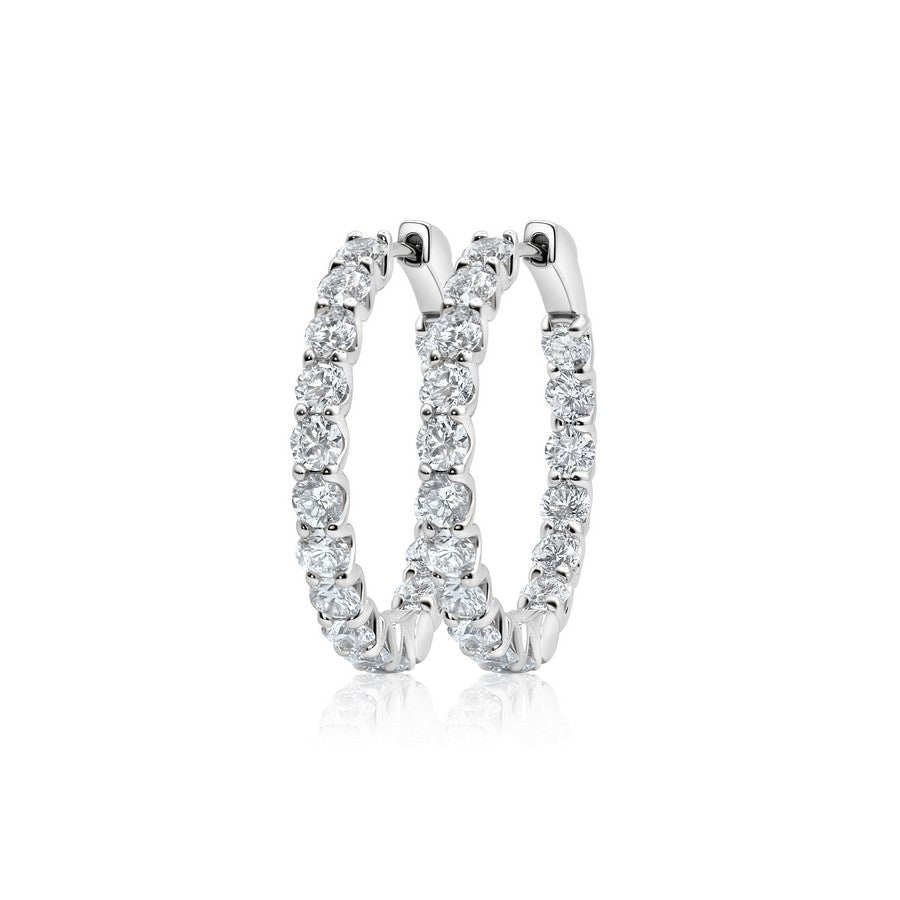 14K white gold lab-created diamond 23.5 mm huggie earrings (5 CTW) front view