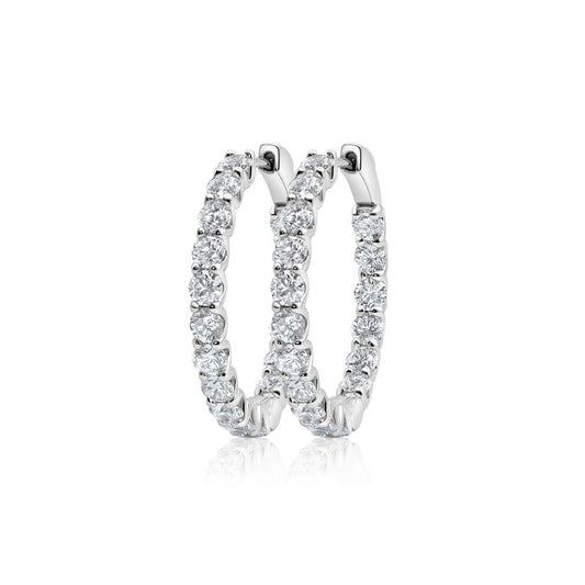 14K white gold lab-created diamond 23.5 mm huggie earrings (5 CTW) front view