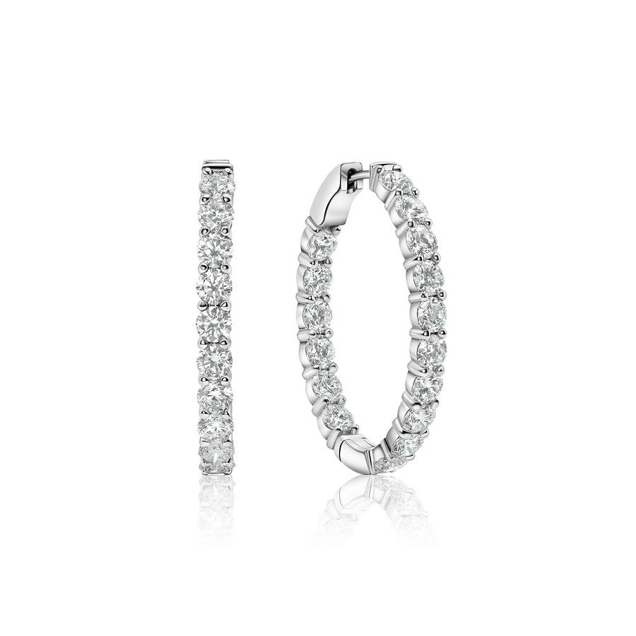 8 Carat Lab Diamond Large Hoops Earrings