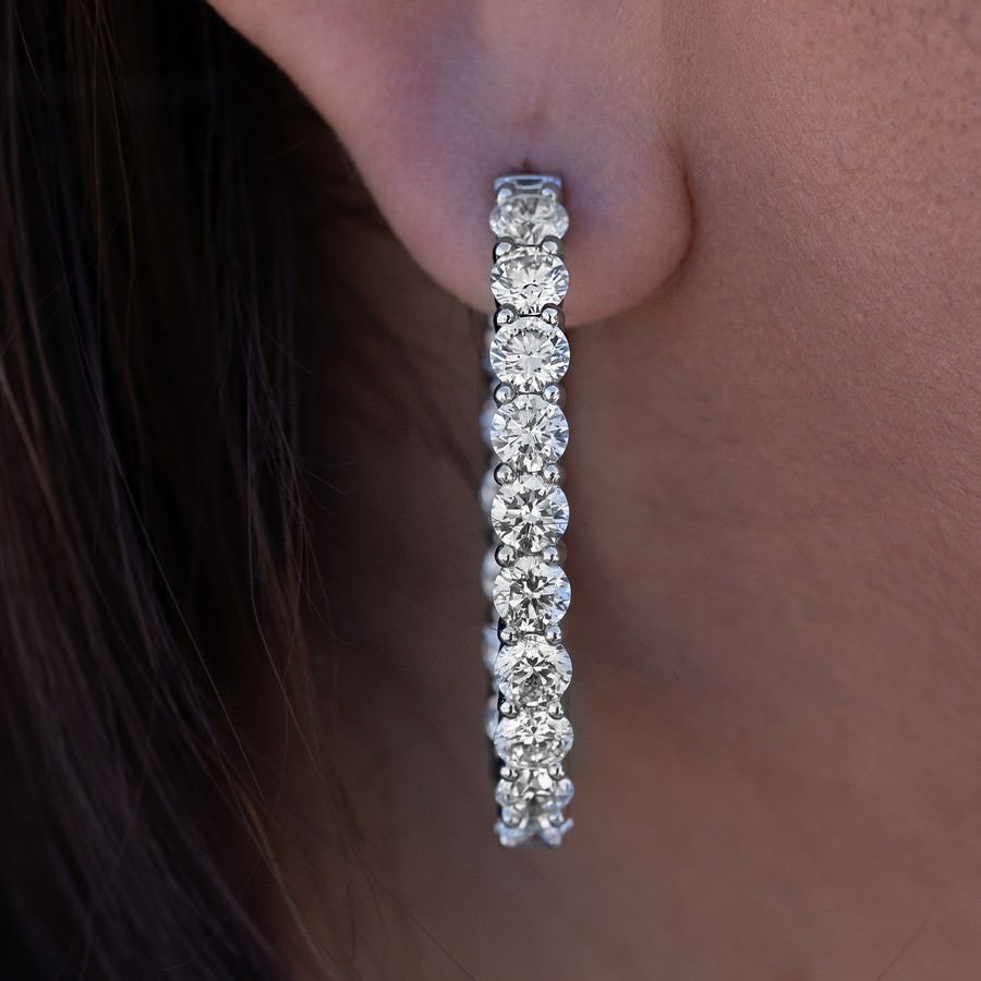 8 Carat Lab Diamond Large Hoops Earrings