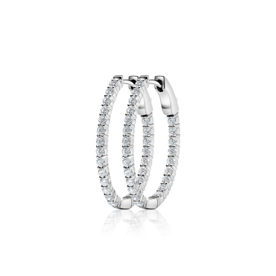 1.5CT Lab Diamond Oval Small Hoops 14K Gold