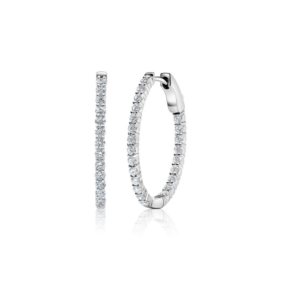 1.5CT Lab Diamond Oval Small Hoops 14K Gold