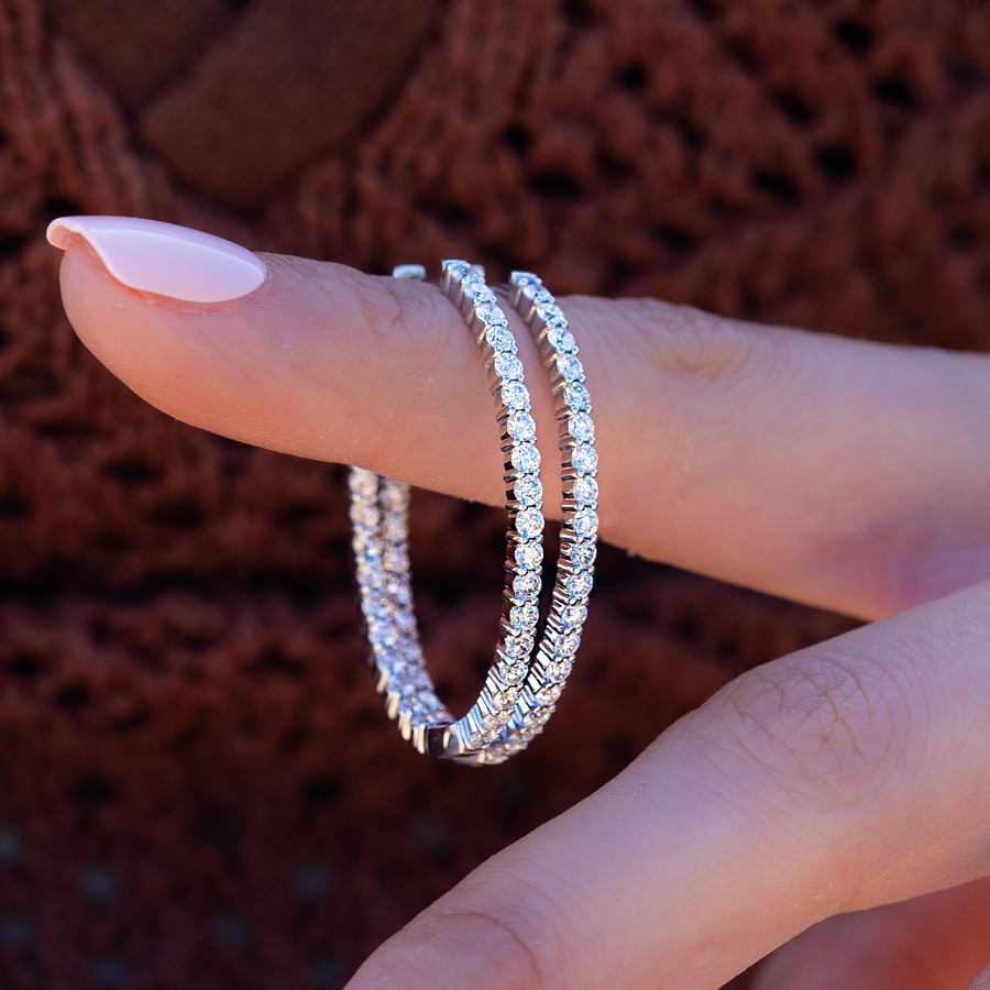 2 Carat Lab Diamond Large Hoops Earrings