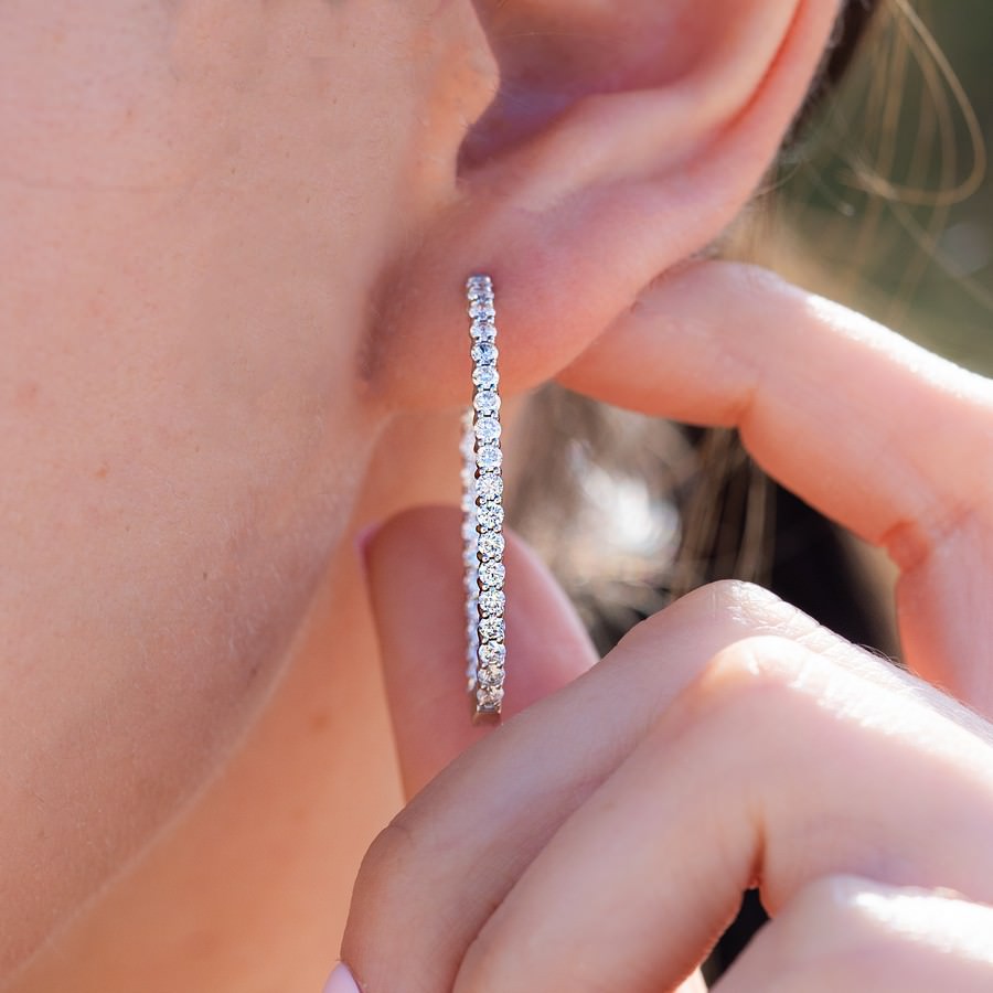 2 Carat Lab Diamond Large Hoops Earrings