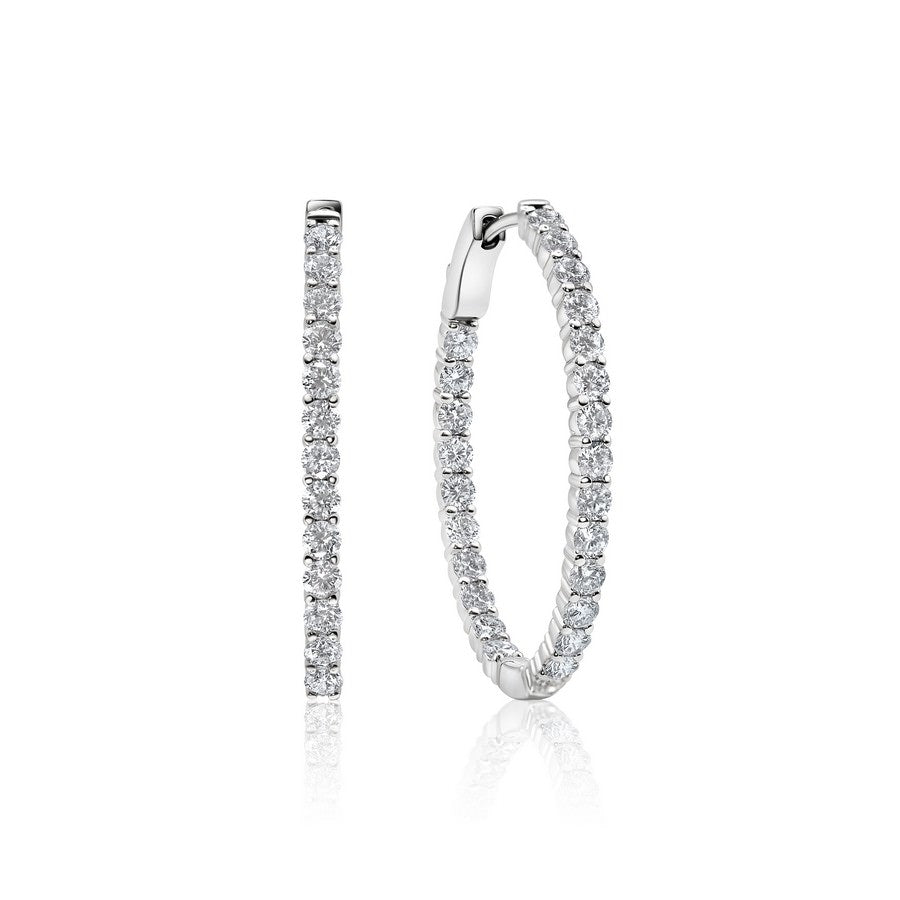 3 Carat Lab Diamond Large Hoops Earrings