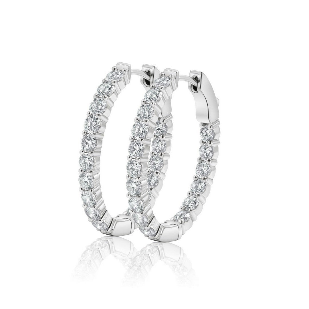 3CT Lab Diamond Oval Small Hoops 14K Gold