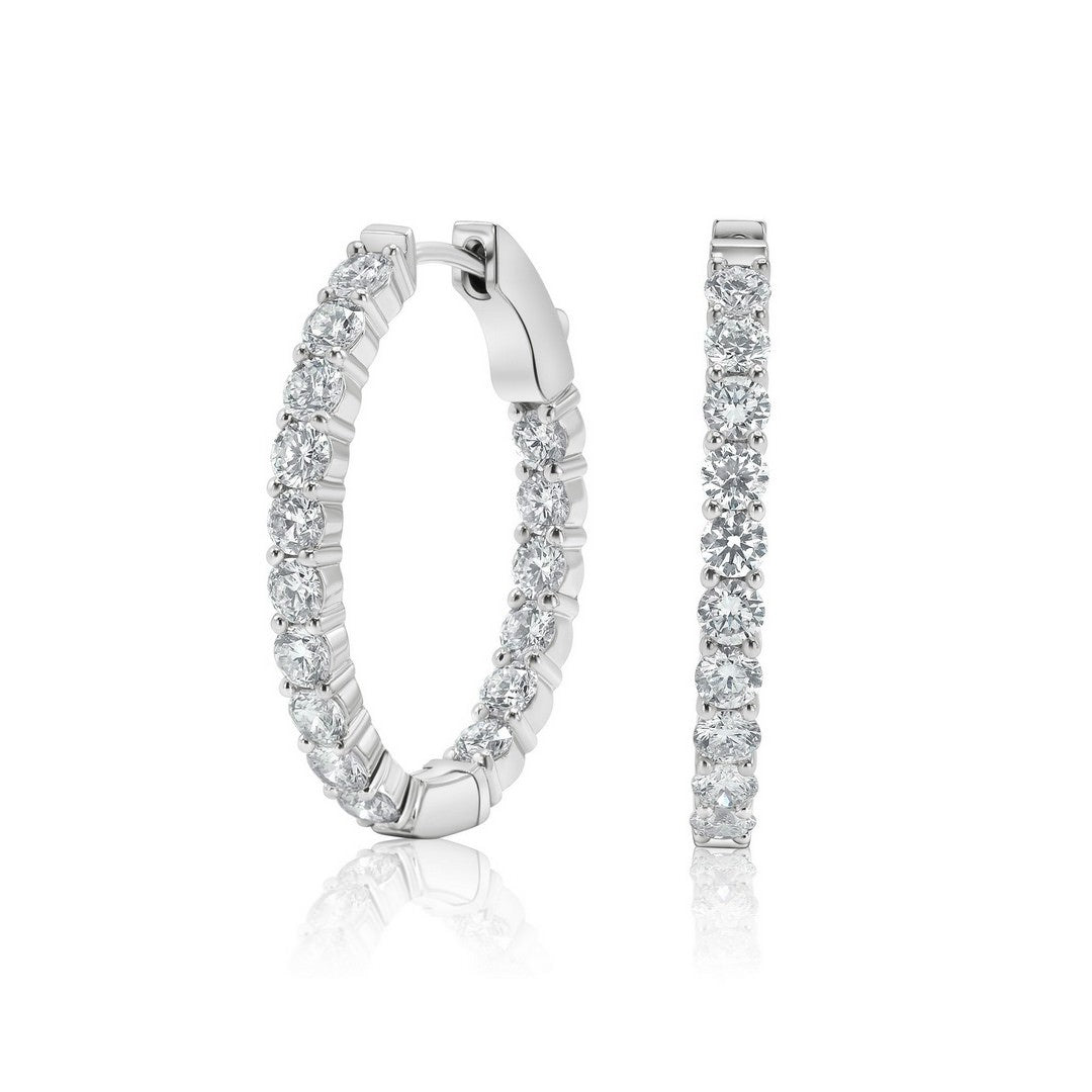 3CT Lab Diamond Oval Small Hoops 14K Gold