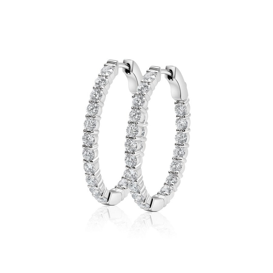 14K White Gold Lab Diamond Oval Medium Hoops 3.50 CT