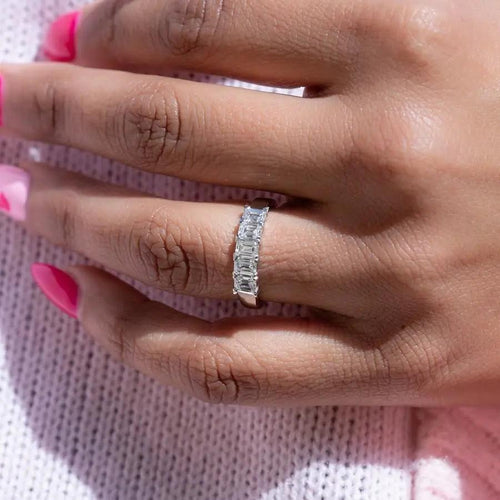 2.3 Carat Emerald Five Stone Anniversary Band Nura Lab