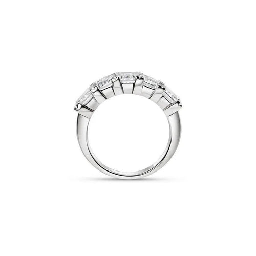 Nura Lab 5 carat emerald-cut 5-stone anniversary band in 14K yellow gold, VS F lab-grown diamonds