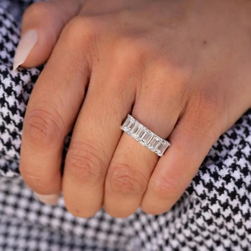5 Carat Emerald Five Stone Anniversary Band Nura Lab