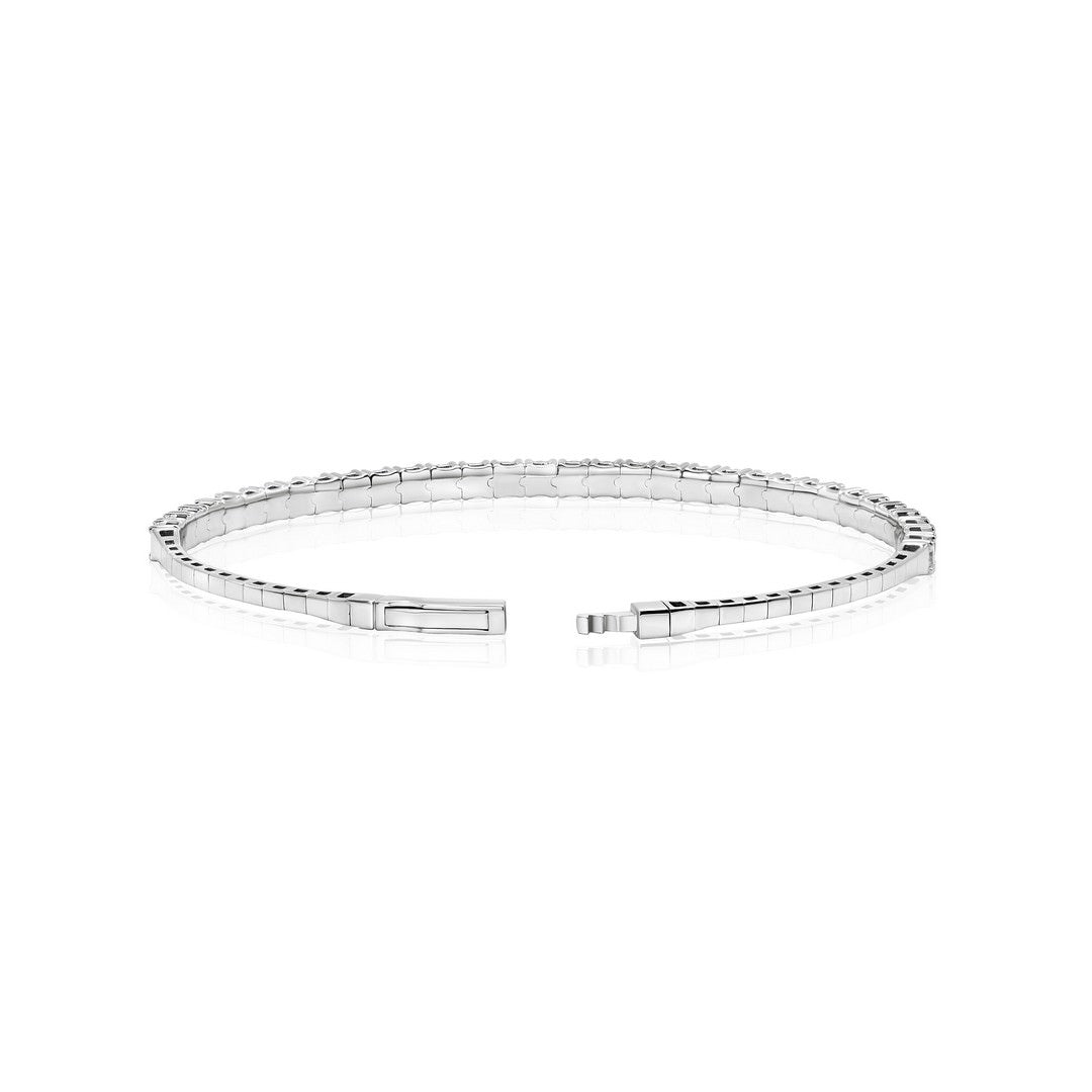 2.50 Carat Flex Bangle Bracelet 14K White Gold