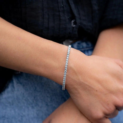 2.50 Carat Flex Bangle Bracelet 14K White Gold Nura Lab