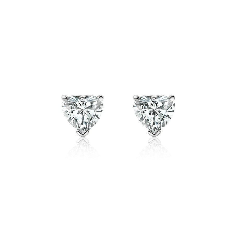 1 Carat Heart Cut  Stud Earrings – Lab-Grown Diamonds in 14K White or Yellow Gold