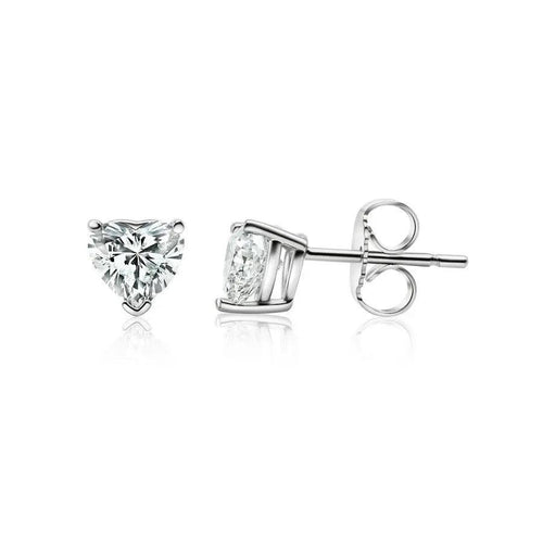 1 Carat Heart Cut  Stud Earrings – Lab-Grown Diamonds in 14K White or Yellow Gold Nura Lab