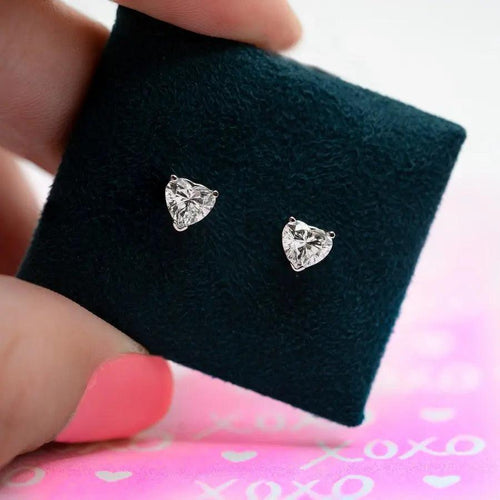 1 Carat Heart Cut  Stud Earrings – Lab-Grown Diamonds in 14K White or Yellow Gold Nura Lab
