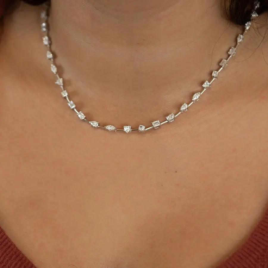 10 Carat Lab-Grown Diamond Multi-Shape Tennis Necklace Nura Lab