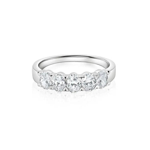 1.2 carat oval 5-stone anniversary band in 14K yellow gold — lab-grown, VS F