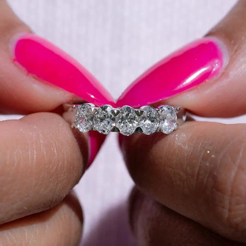 2 Carat Oval 5-Stone Anniversary Band Ring Nura Lab