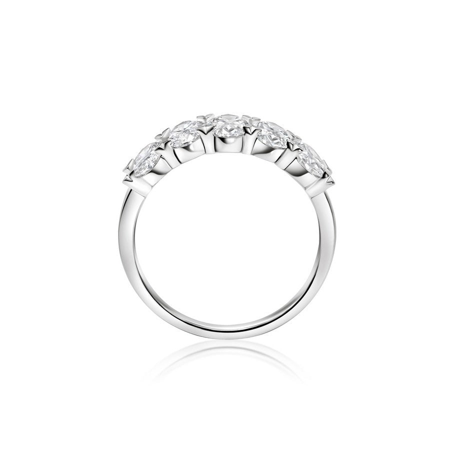 Low-profile oval five-stone band — lab-grown VS clarity F colour