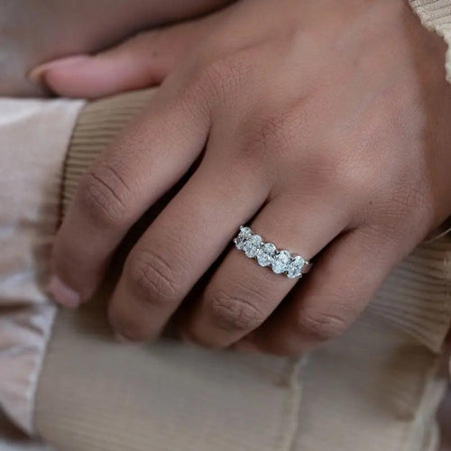 3 Carat Oval 5-Stone Anniversary Band Ring Nura Lab
