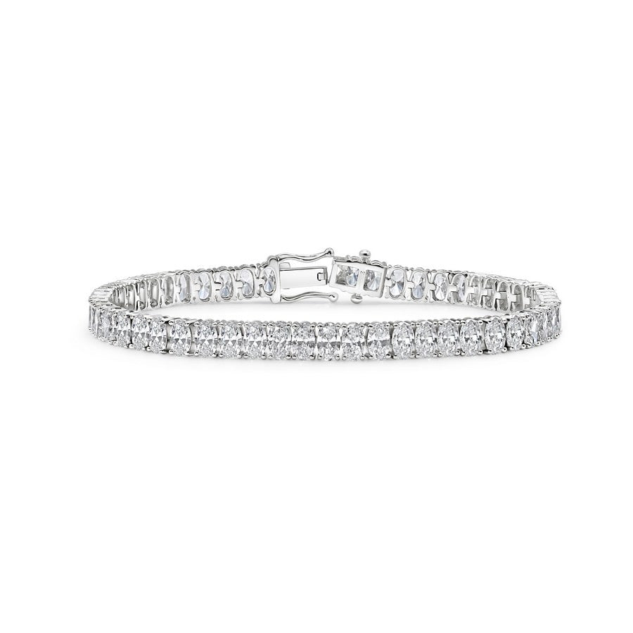 10 Carat oval diamond tennis bracelet in 14K white gold by Nura Lab