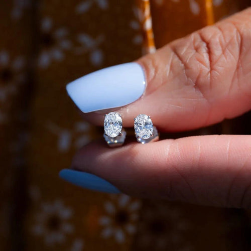 1 Carat Oval Stud Earrings – Lab-Grown Diamonds Nura Lab