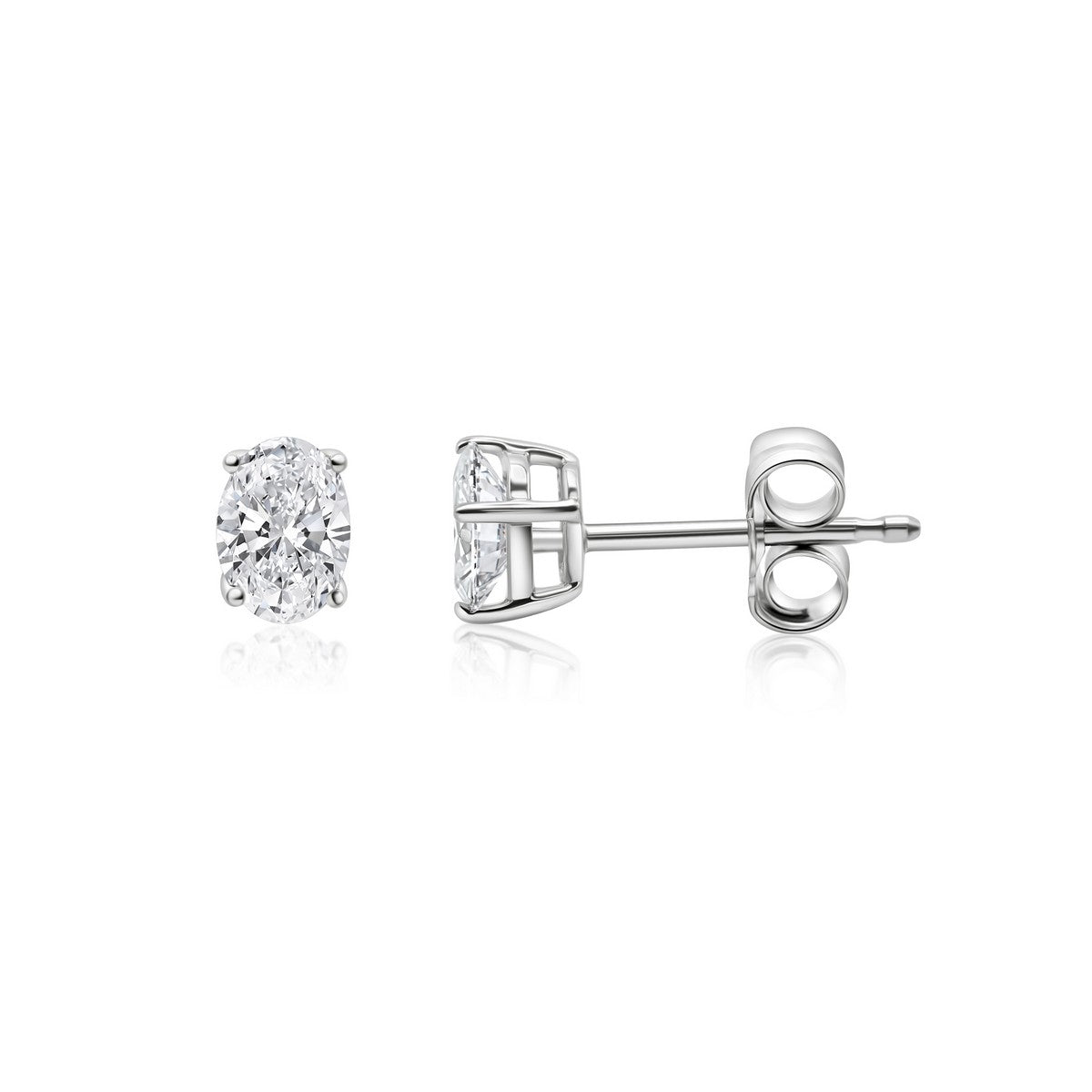 1 Carat Oval Stud Earrings – Lab-Grown Diamonds in 14K White or Yellow Gold