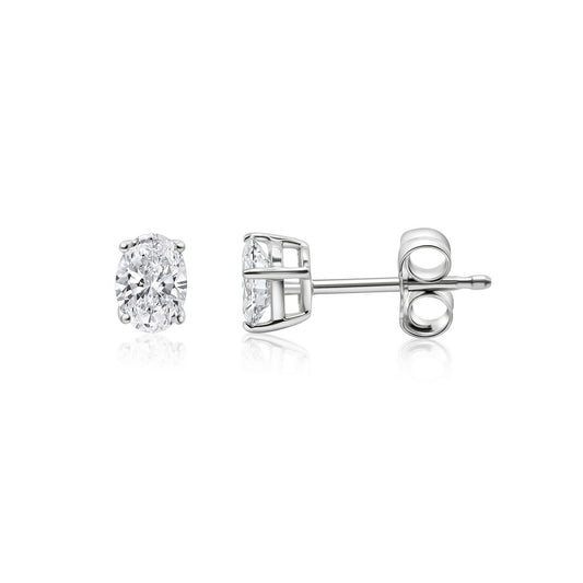 1 Carat Oval Stud Earrings – Lab-Grown Diamonds