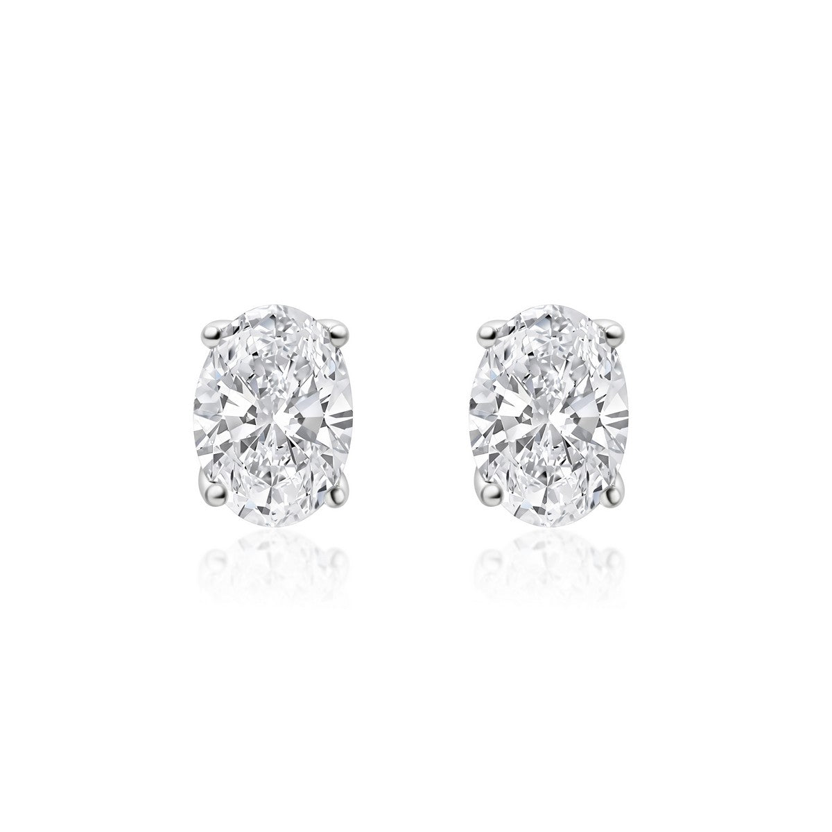 1 Carat Oval Stud Earrings – Lab-Grown Diamonds in 14K White or Yellow Gold