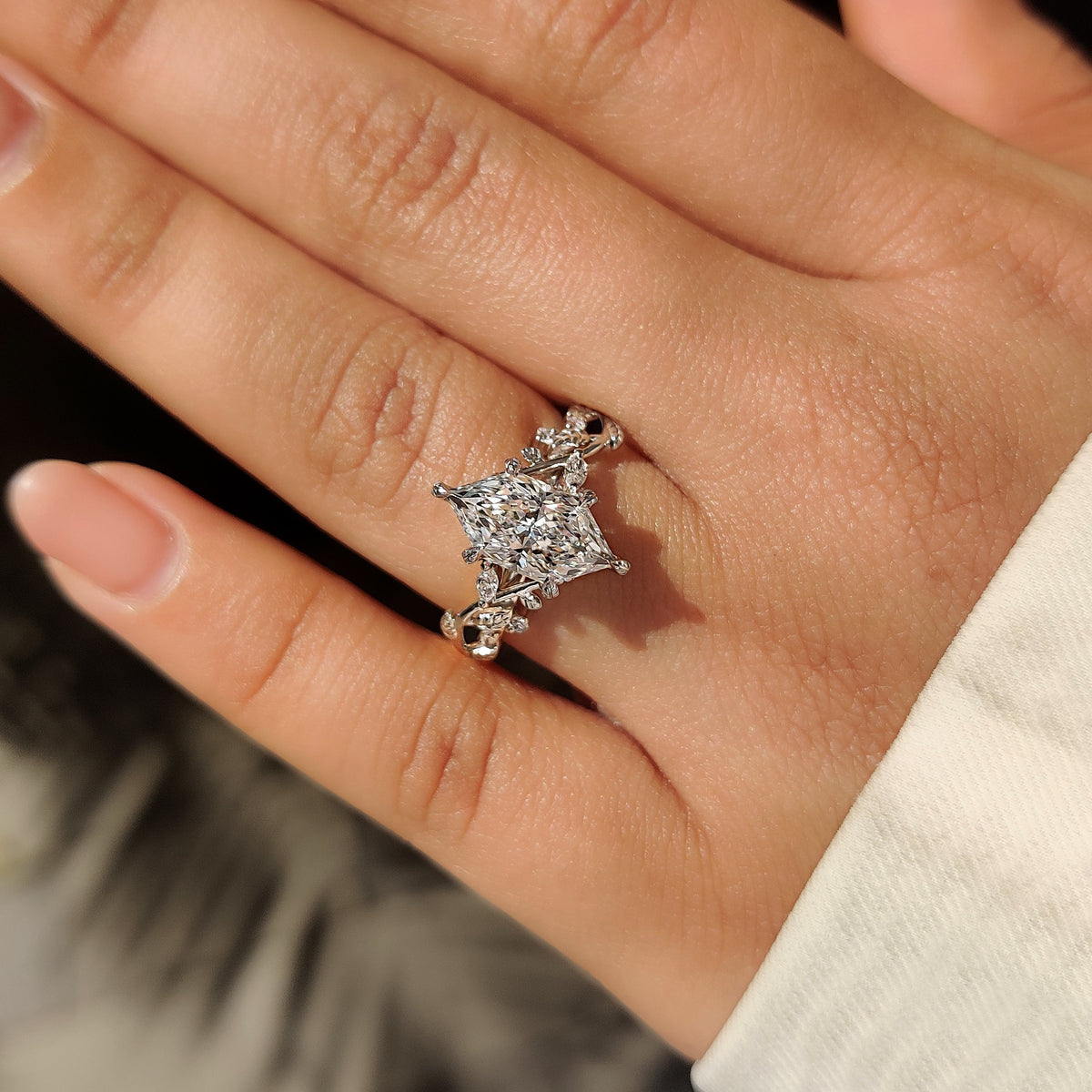 Seraphina Pearl - Dutch Marquise Cut Engagement Ring in Nature Inspired Style