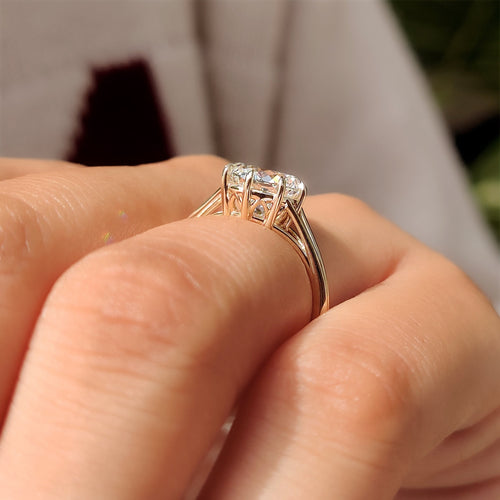 Celestine Grace - Portuguese Cut Diamond Solitaire Engagement Ring with Split Shank