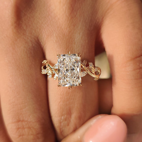 Rosalie Dawn - Radiant Cut Nature Inspired Engagement Ring with Leaf Style Prong