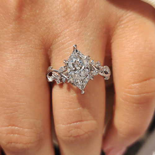 Seraphina Pearl - Dutch Marquise Cut Engagement Ring in Nature Inspired Style