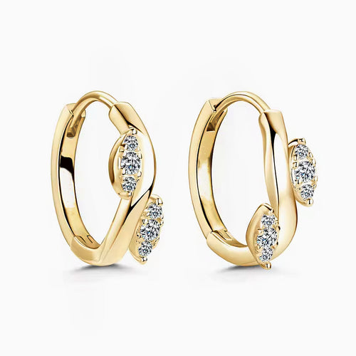 Lily Moissanite Hoop Earrings by Nura Lab in 14K yellow gold plating over S925 sterling silver
