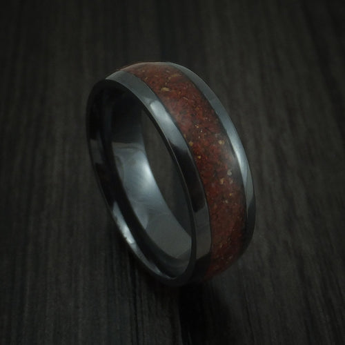Aoraki XVI - Black Zirconium And Mixed Dinosaur Bone Men's Wedding Ring Fossil Band - Nura Lab