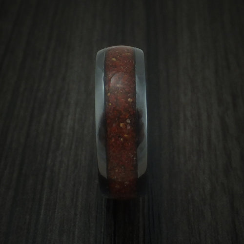 Aoraki XVI - Black Zirconium And Mixed Dinosaur Bone Men's Wedding Ring Fossil Band - view 3 - Nura Lab