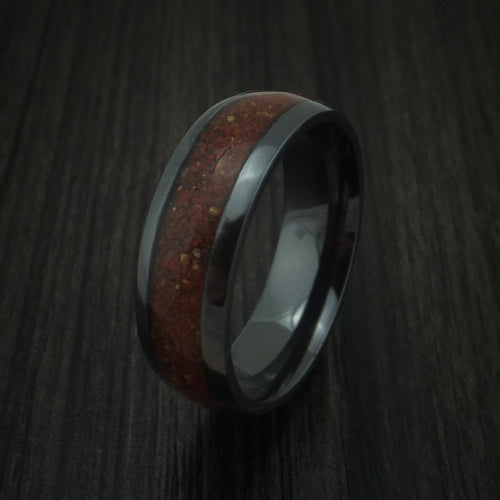 Aoraki XVI - Black Zirconium And Mixed Dinosaur Bone Men's Wedding Ring Fossil Band - view 4 - Nura Lab