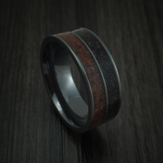 Southern Cross XVI - Black Zirconium Mixed Dinosaur Bone Men's Wedding Ring Fossil Band - Nura Lab