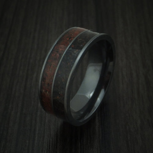 Southern Cross XVI - Black Zirconium Mixed Dinosaur Bone Men's Wedding Ring Fossil Band - view 4 - Nura Lab