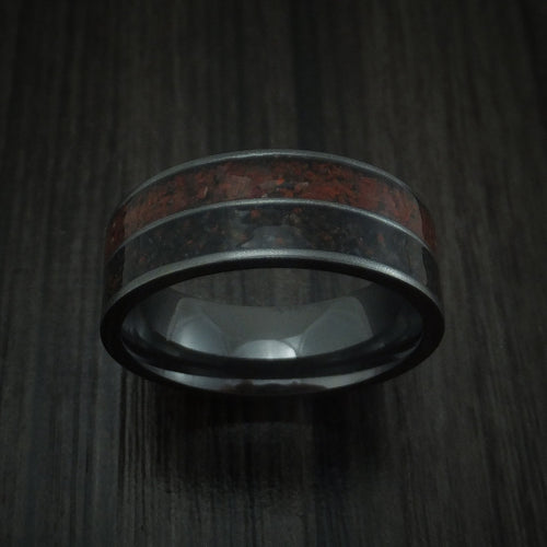 Southern Cross XVI - Black Zirconium Mixed Dinosaur Bone Men's Wedding Ring Fossil Band - view 2 - Nura Lab