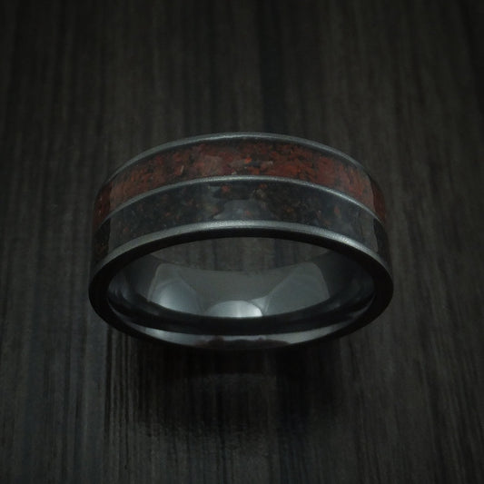 Southern Cross XVI - Black Zirconium Mixed Dinosaur Bone Men's Wedding Ring Fossil Band - view 2 - Nura Lab
